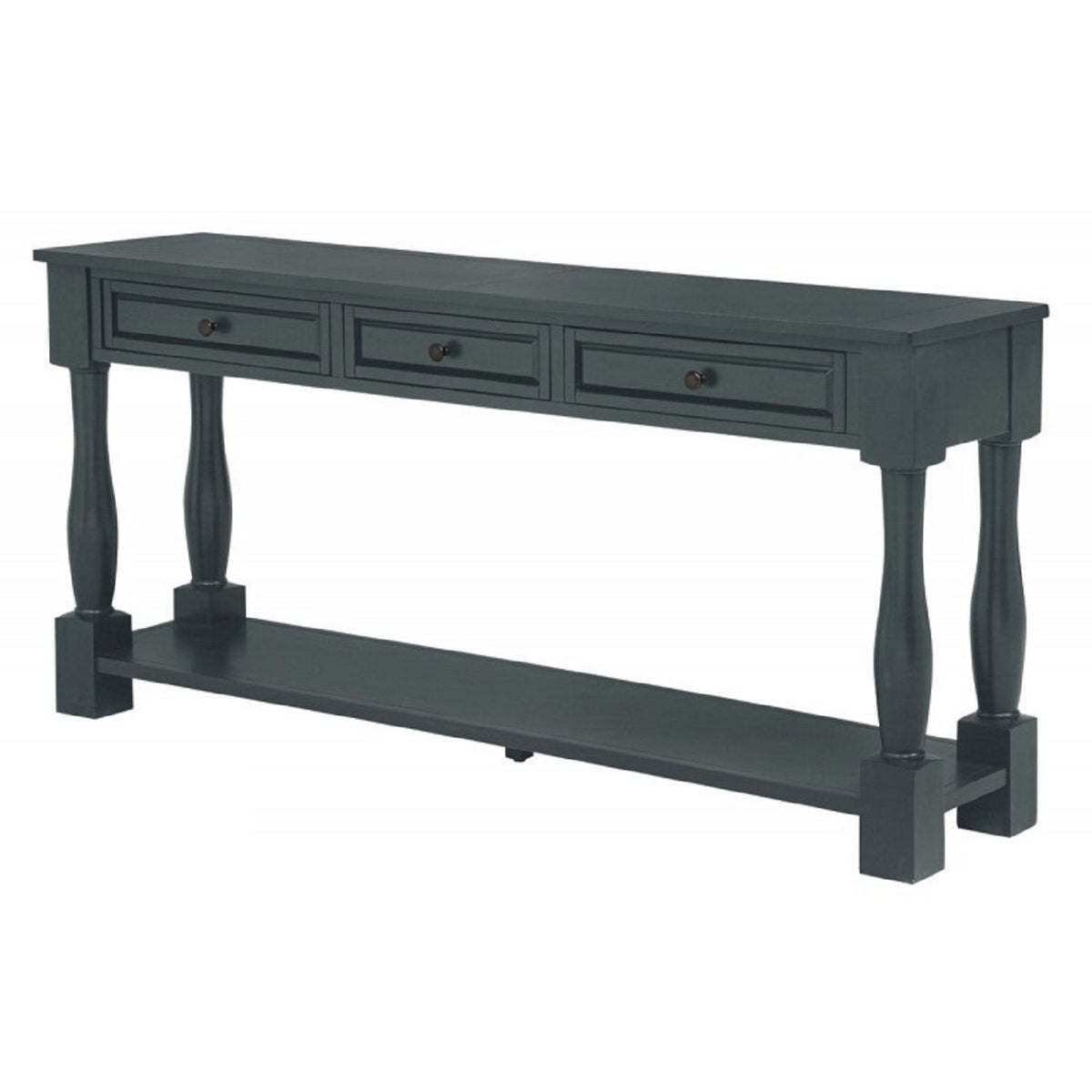 Long Console Table with Drawers and Shelf - Dark Brown or Blue