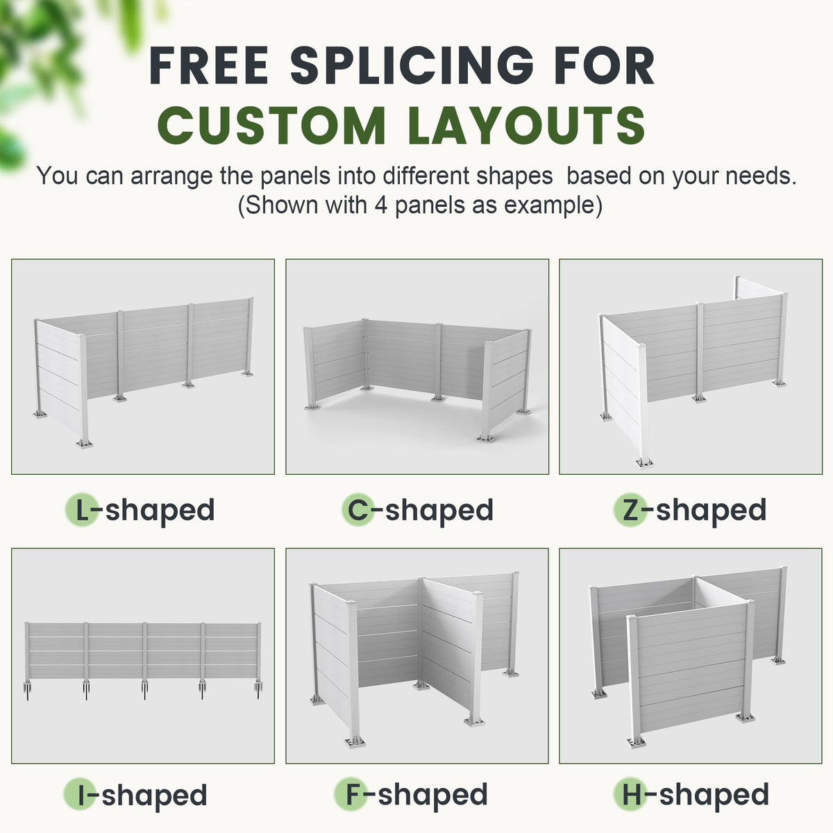 Outdoor Privacy Screen with Aluminum Posts - White, 50" W x 49" H