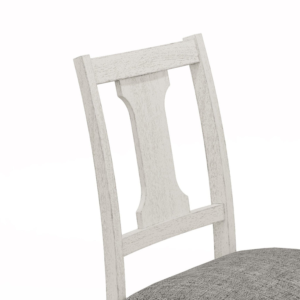 Round 5 Piece Dining Table Set with Pedestal Base - White And Gray