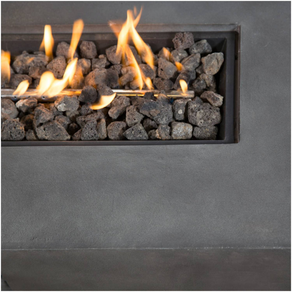 Lightweight Fiber Concrete Fire Pit Table with Push-Button Ignition - Gray or Dark Gray