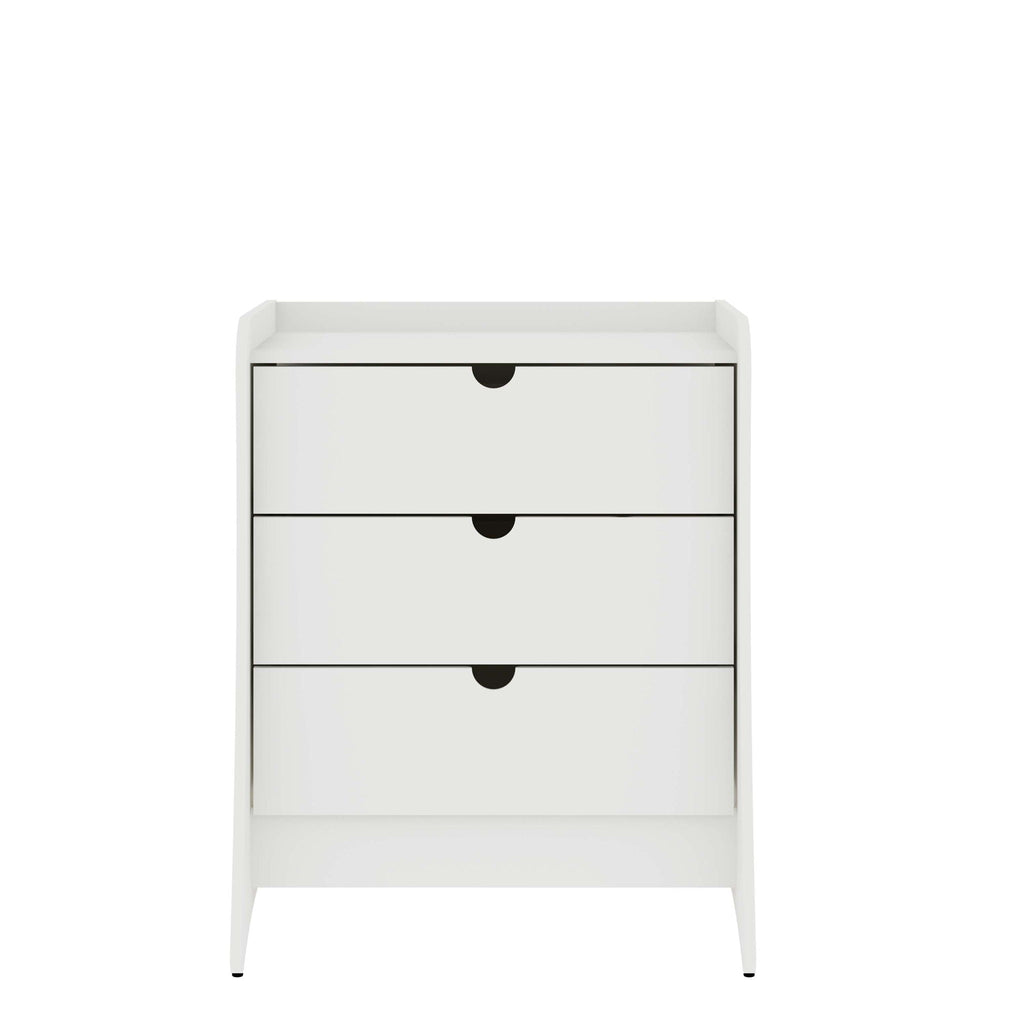Nightstand with 3 Drawers and Quiet Glide - White or Dark Gray