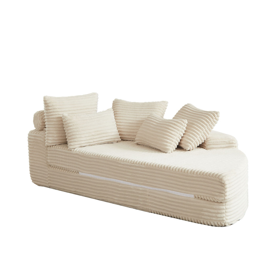 Semi Circular 2 In 1 Sofa Bed with Neck Pillow - Beige, Black, or Dark Green