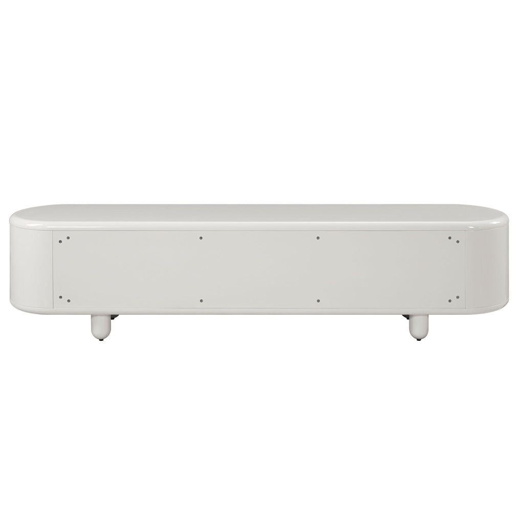 Gloss White TV Stand with Self-Closing Drawers - 94" Wide