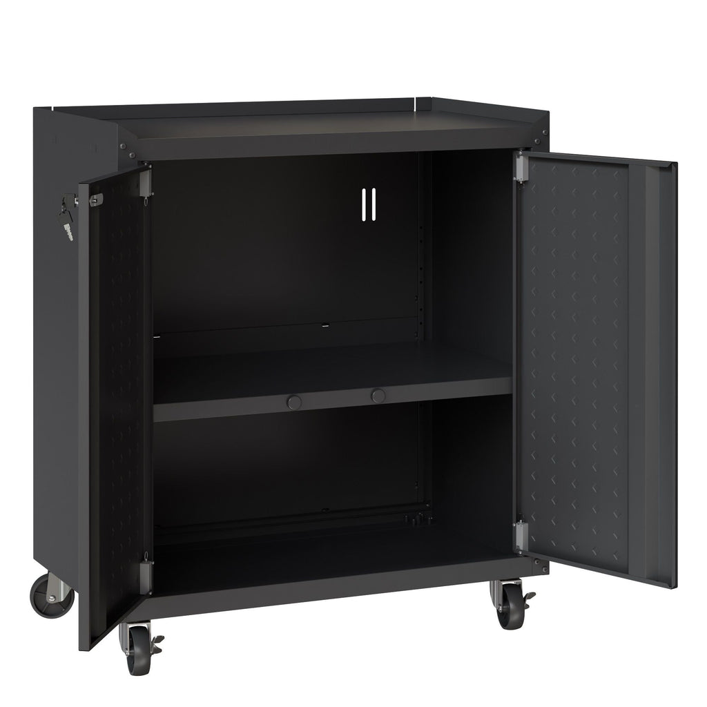 Rolling Garage Cabinet with Lockable Door and Adjustable Shelf - Multiple Colors