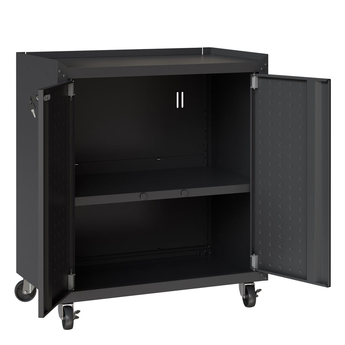 Rolling Garage Cabinet with Lockable Door and Adjustable Shelf - Multiple Colors