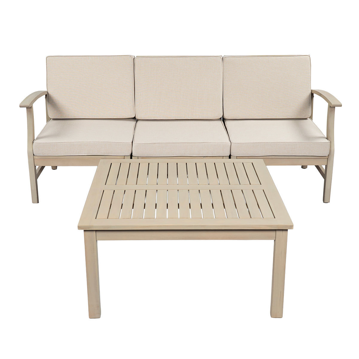 Perla 3 Seater Sofa and Table Set with Acacia Wood - Outdoor