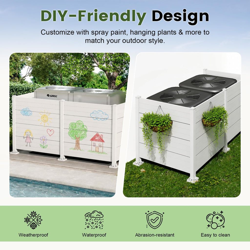 Outdoor Privacy Screen with Aluminum Posts - White, 50" W x 49" H