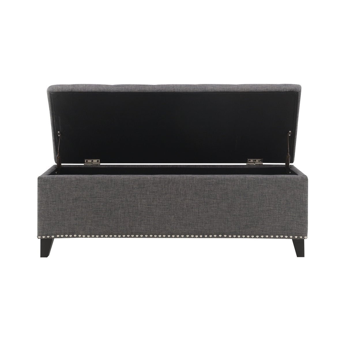 Button-Tufted Storage Ottoman with Safety Close Hinge - Light Brown or Black