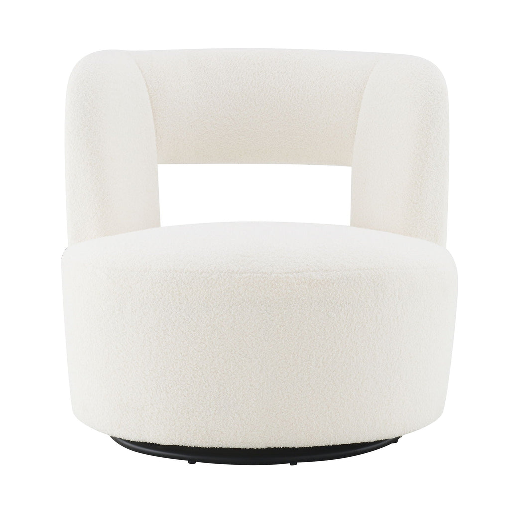 Swivel Barrel Chair with Soft Teddy Fabric - Beige