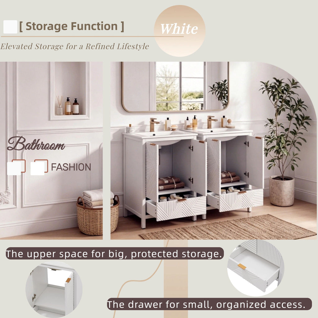 Modern Bathroom Vanity with Sink Combo – Compact Storage - Dark Brown or White