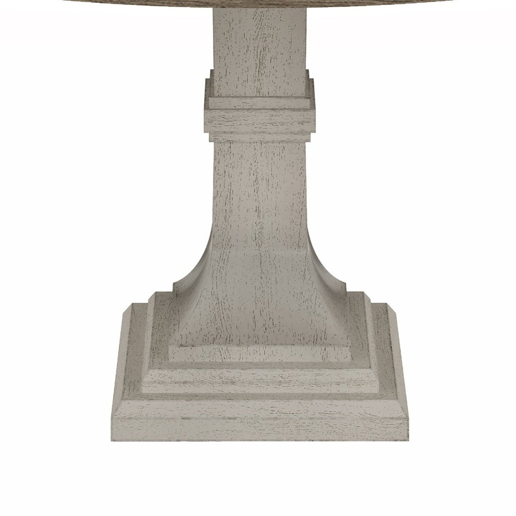 Round 5 Piece Dining Table Set with Pedestal Base - White And Gray