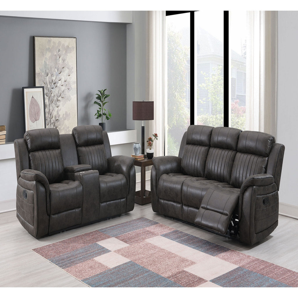 Gray Reclining Sofa with Plush Cushions - 100% Polyester Fabric