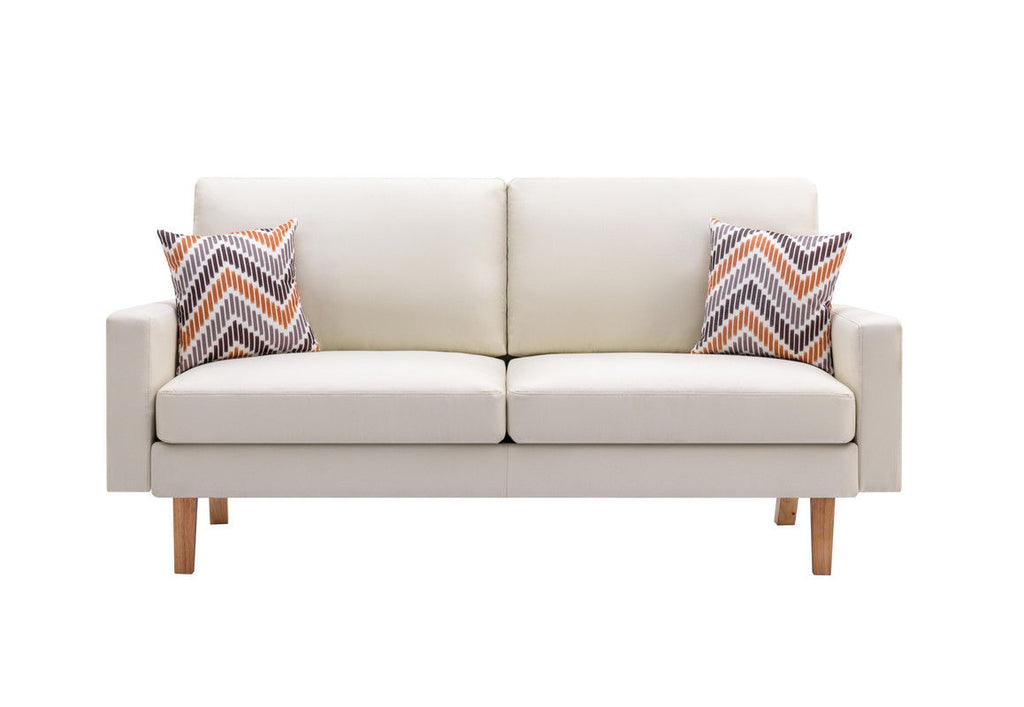 Minimalistic Stationary Sofa with 2 Throw Pillows - Select Color
