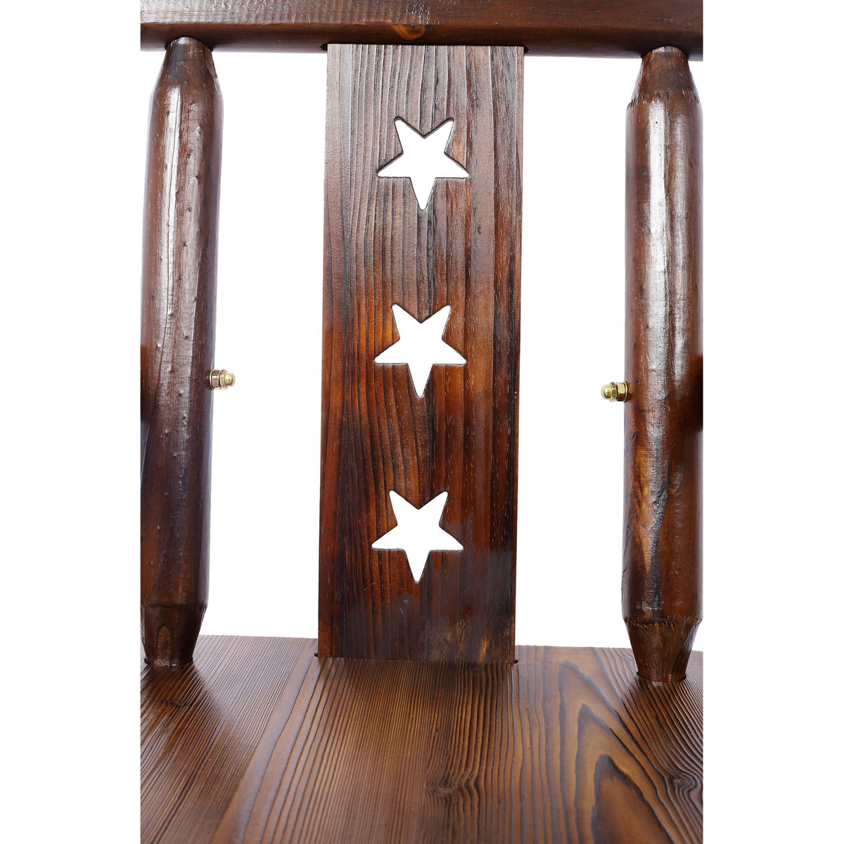 Rustic Tall Bistro Chair with Decorative Star Backrest and Footrest - Brown