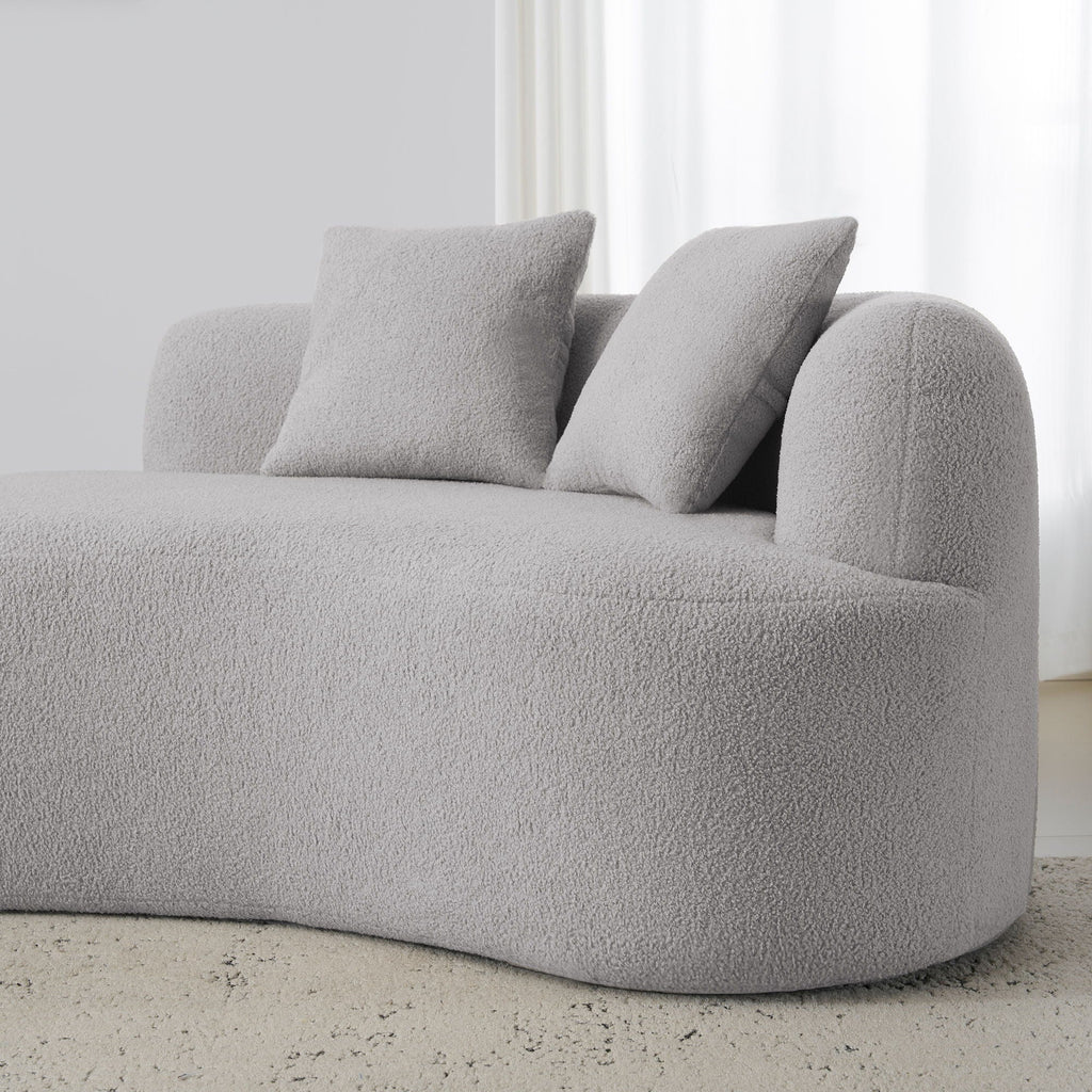 Curved 4 Seater Full Compression Sponge Sofa with Soft Upholstery - White or Gray