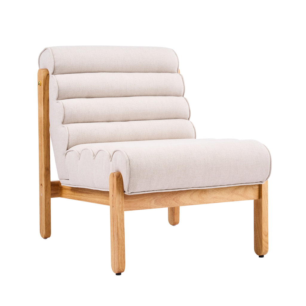 Fluffy Accent Chair Dark with Solid Wood Frame and Shearling Fabric - Dark Beige