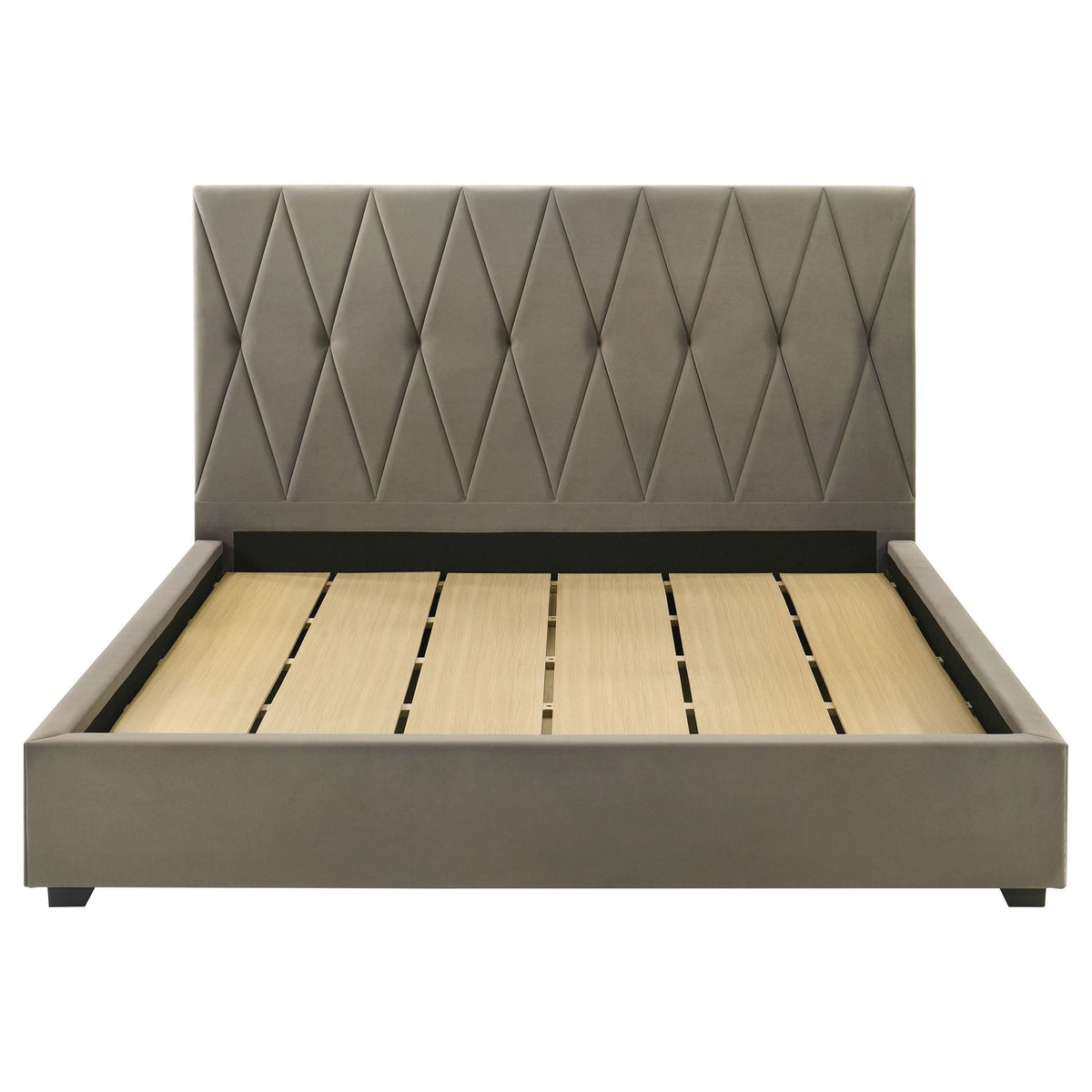 Delsea Upholstered Eastern King Platform Bed Light Brown