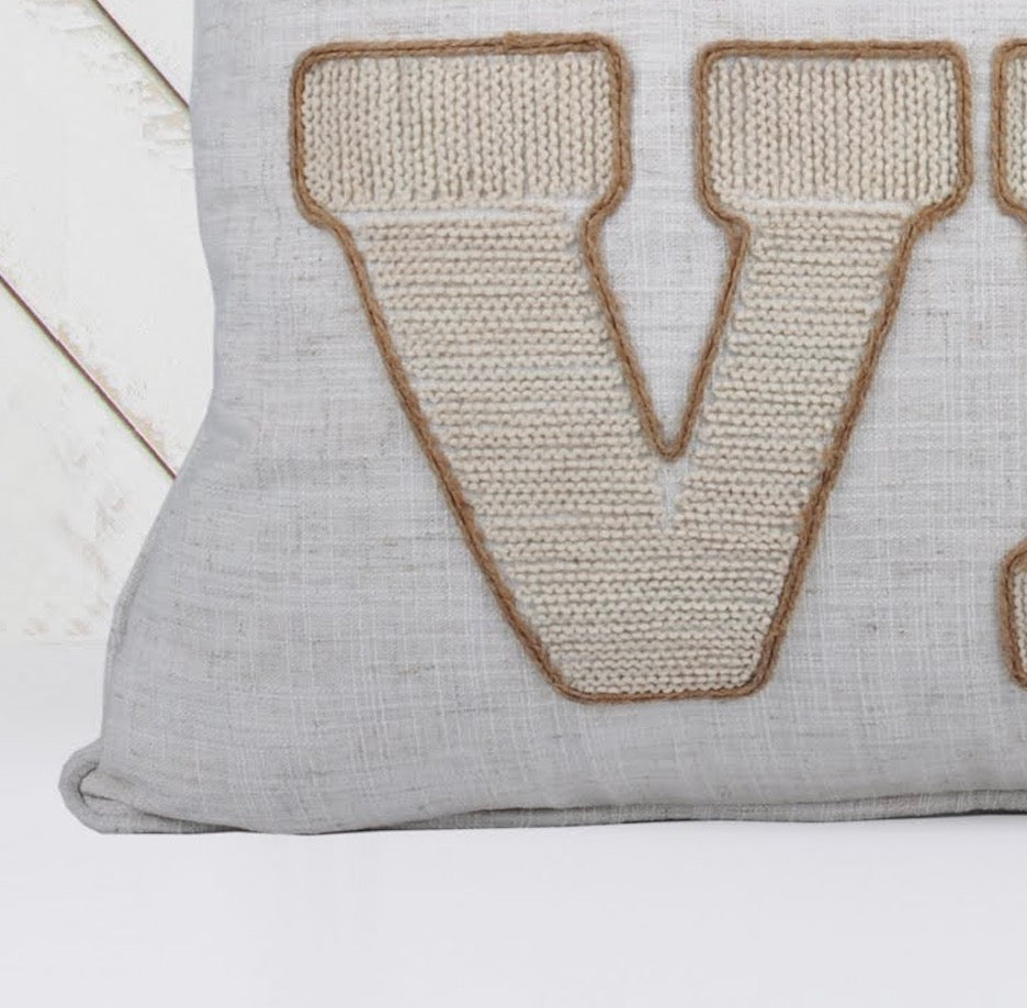 Rustic Pumpkin Embroidered Throw Pillow with Polyester Cover - Natural