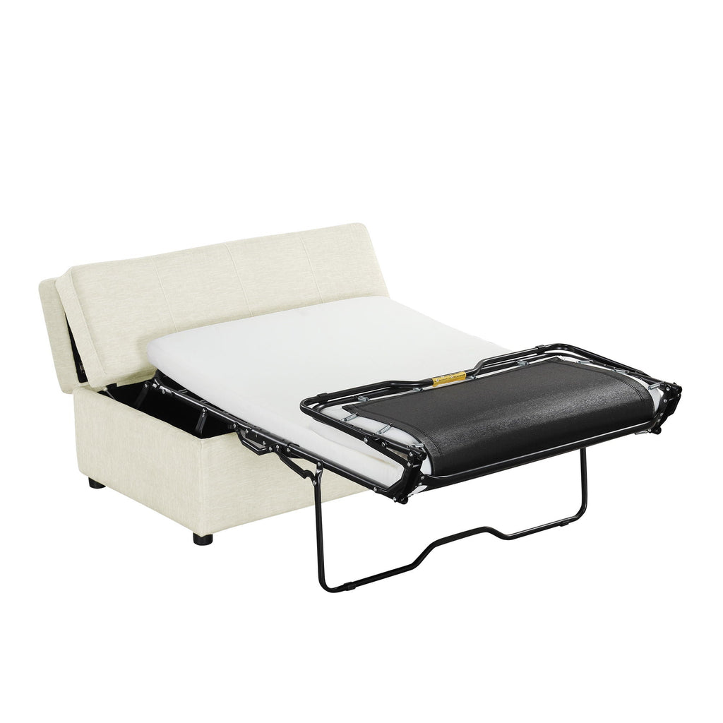 Twin Size Folding Ottoman Sleeper Bed with Mattress - Light Brown, Black, Dark Gray, White