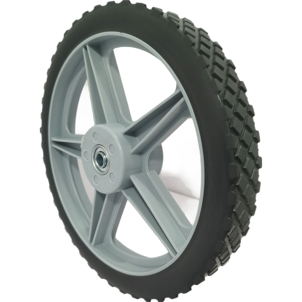Universal 12" Spoked Plastic Wheel and Tire with Puncture-Proof Design - Black
