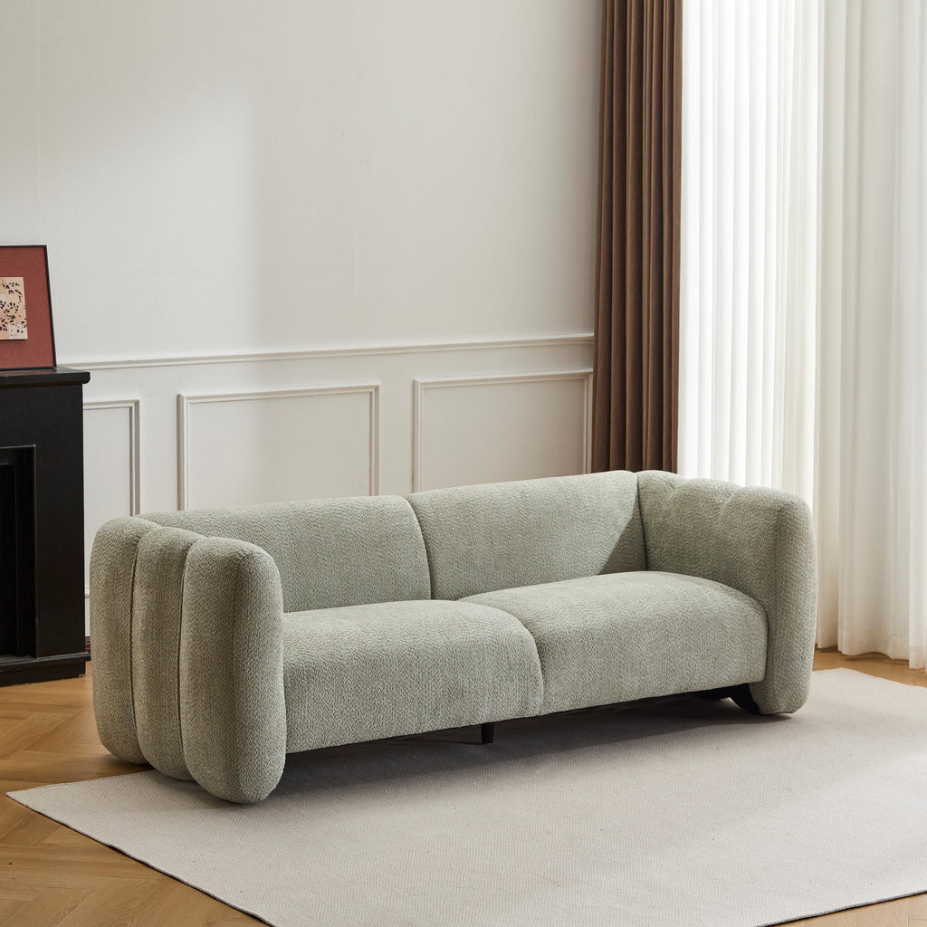 83" 3-Seater Sofa with Wave Design – Light Fabric