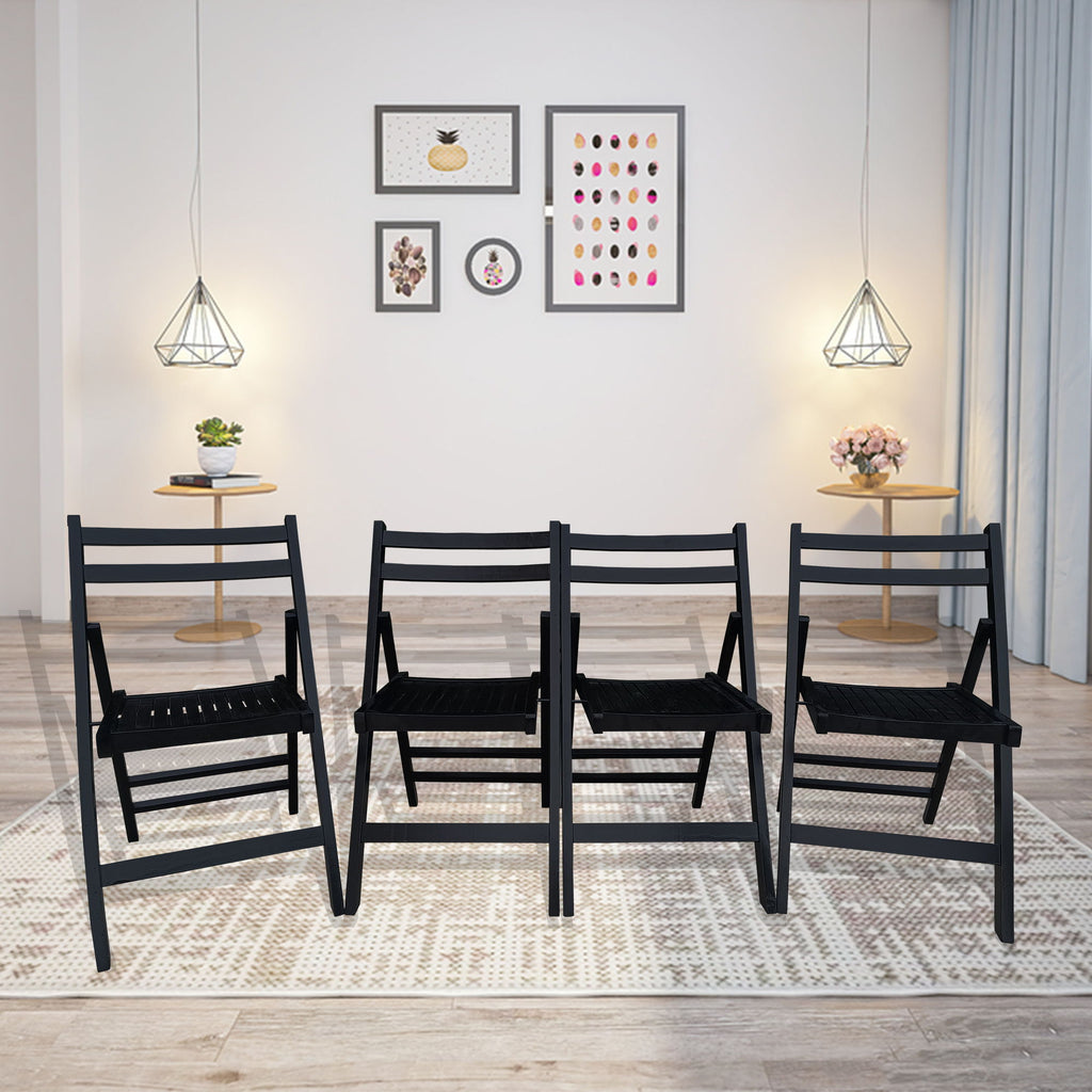 Foldable Solid Wood Special Event Chair Set - Set of 4 (Multiple Colors)