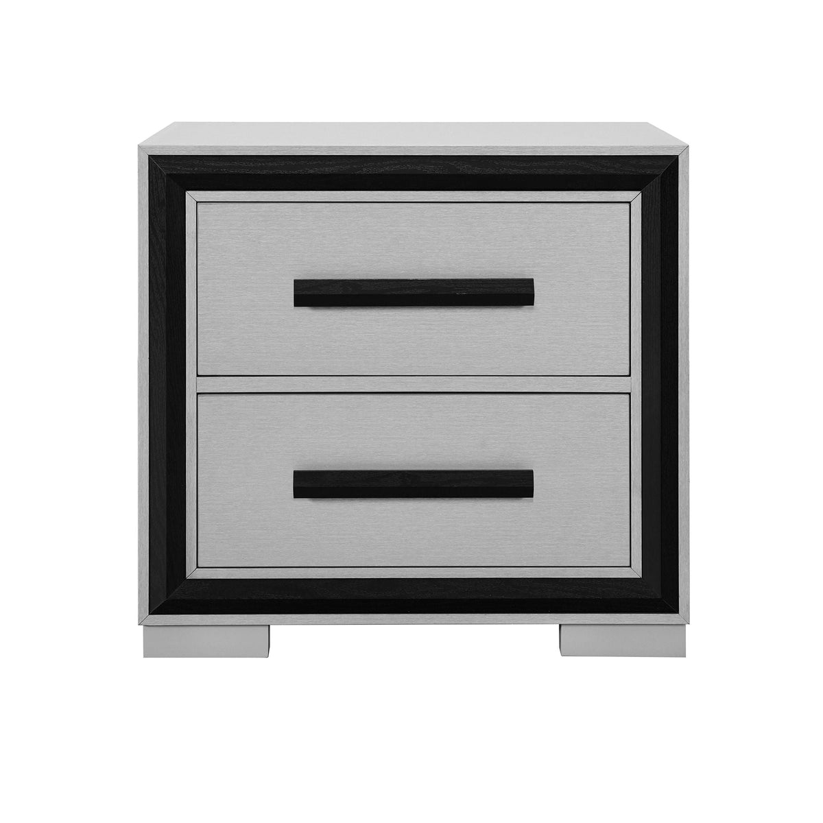 Gray Nightstand with Spacious Storage - Sleek Modern Finish