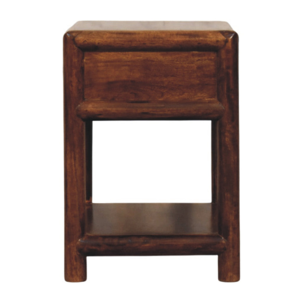 Solid Wood Regency Nightstand with Drawer and Open Shelf - Chestnut