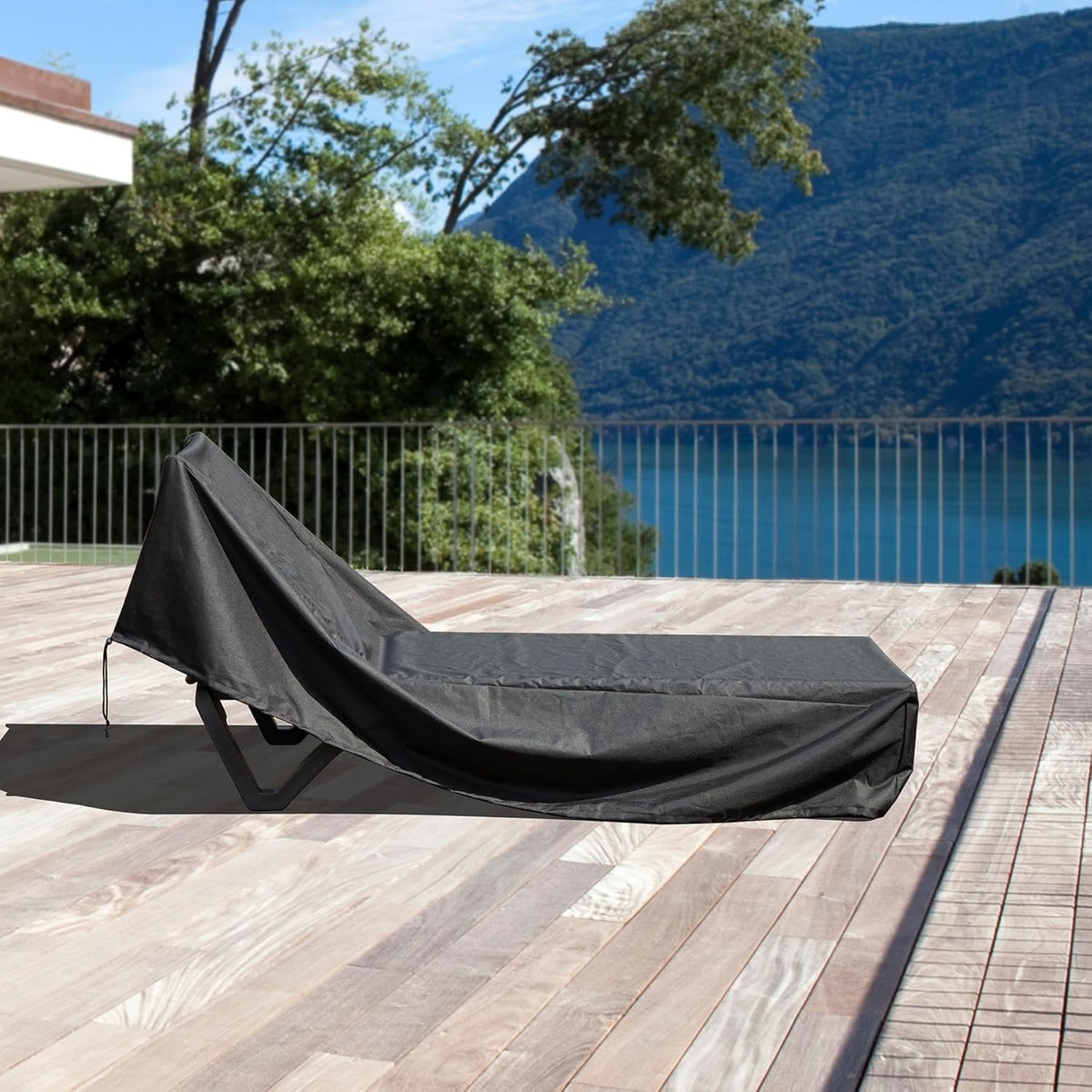 Waterproof Patio Lounge Chair Cover with Elastic Hem Cords - Grey