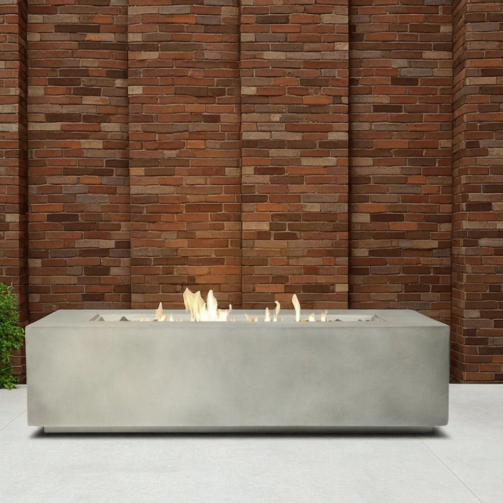 Lightweight Fiber Concrete Fire Pit Table with Push-Button Ignition - Gray or Dark Gray
