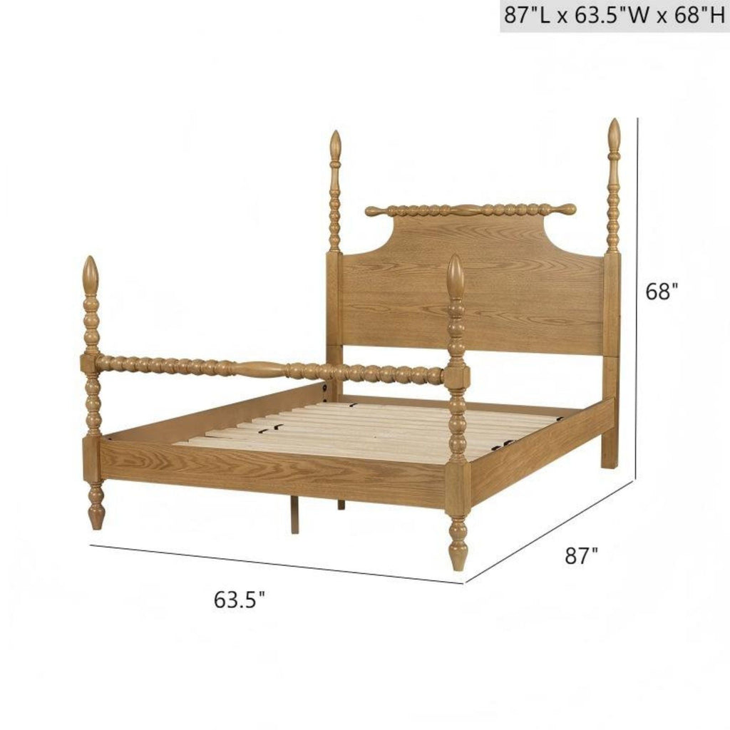 Queen Platform Bed with Turned Legs - Natural