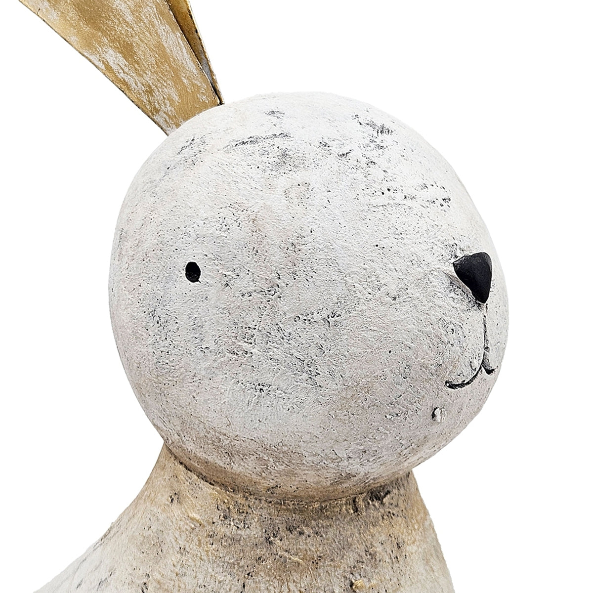 White Magnesium Rabbit Figurine with Gold Iron Ears – 24.8" High