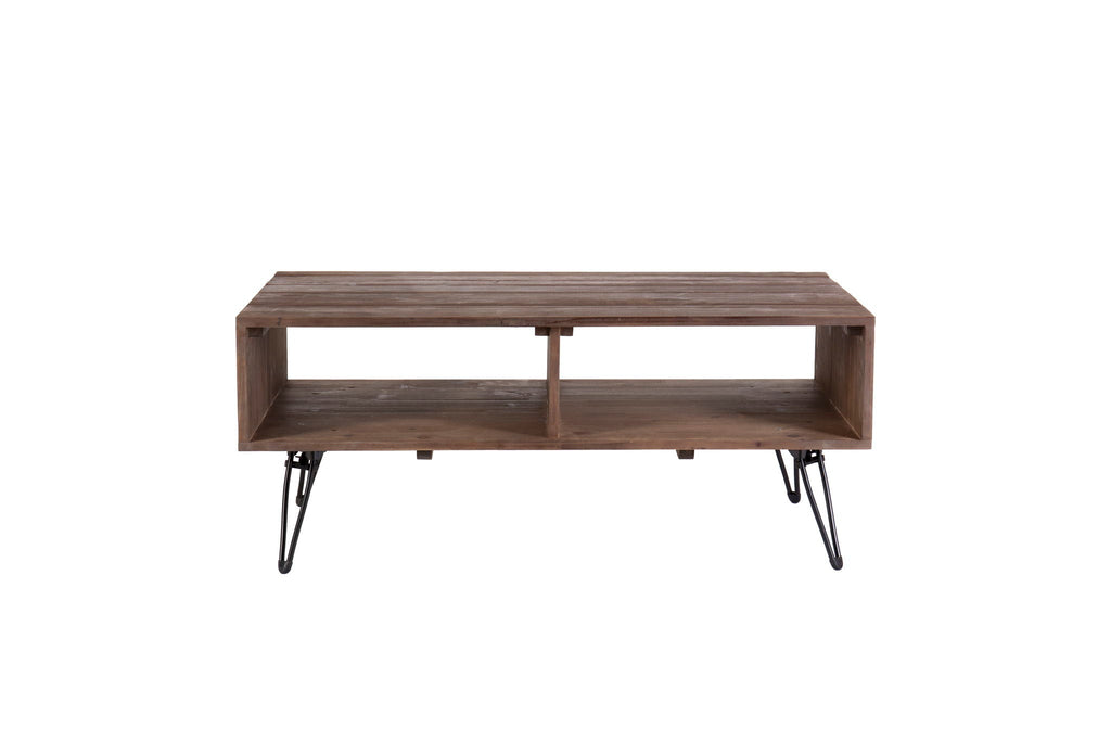 Reclaimed Wood Cocktail Table with Open Storage - Black / Natural