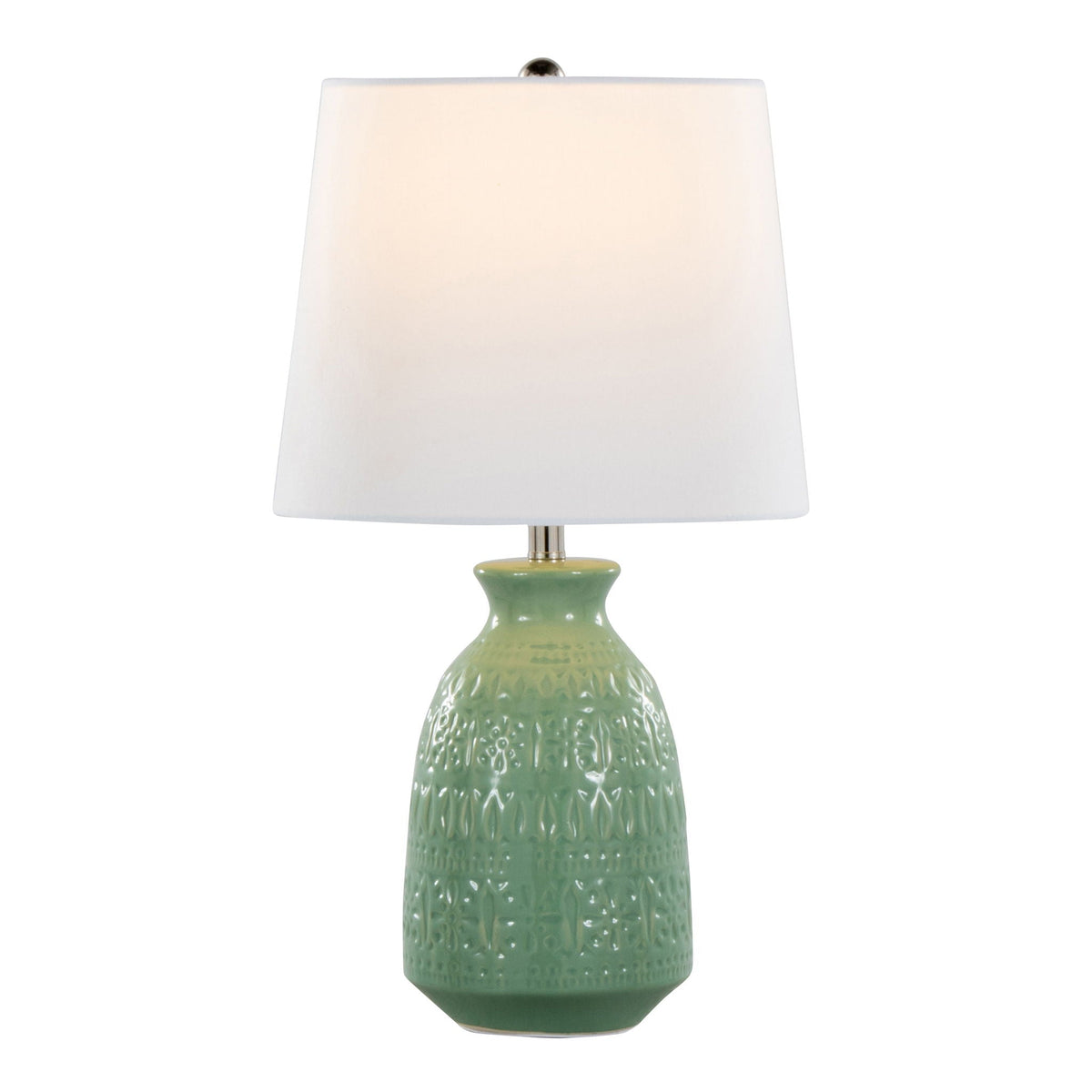 Contemporary Ceramic Lamp Set with Textured Vase Base - Green or White