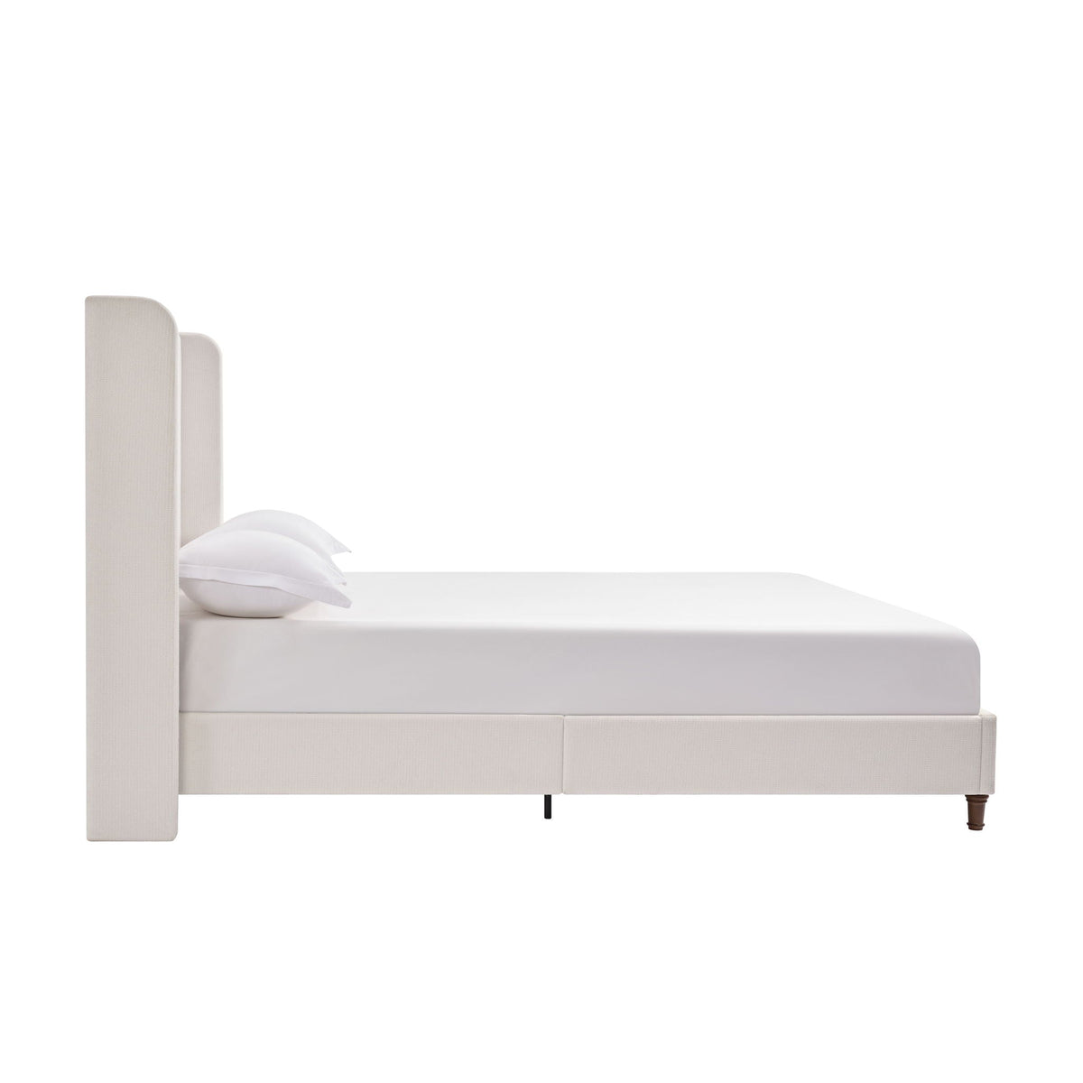 Tall Headboard Upholstered Bed with No Box Spring Needed - Cream
