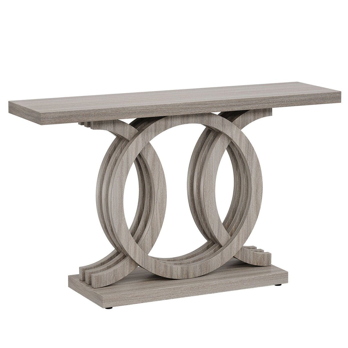 Console Table with Geometric Base for Living Room - Gray