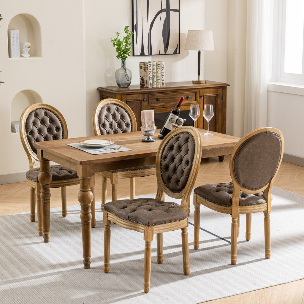 French Style Solid Wood Dining Chair with Nailhead Trim - Multiple Colors