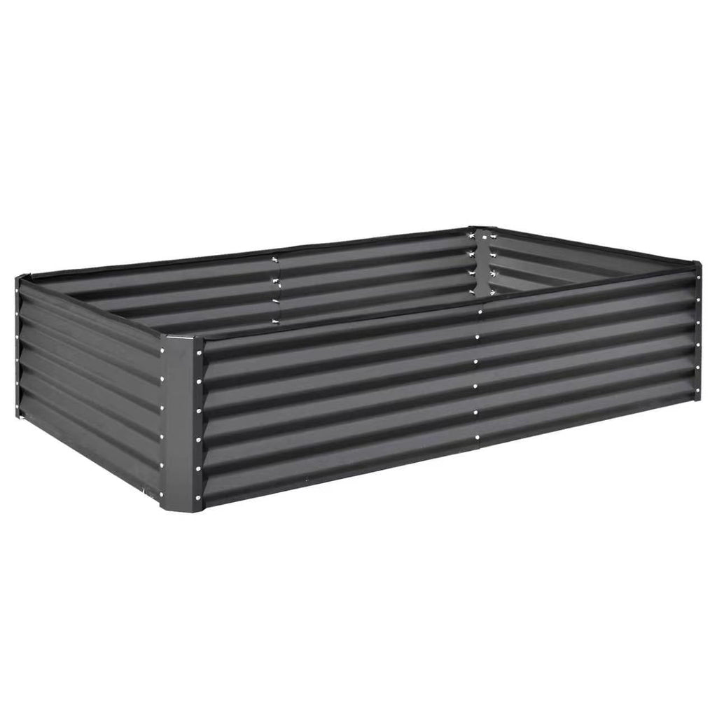 8×4×1.5 ft Galvanized Raised Garden Bed with Support Rods - Dark Gray