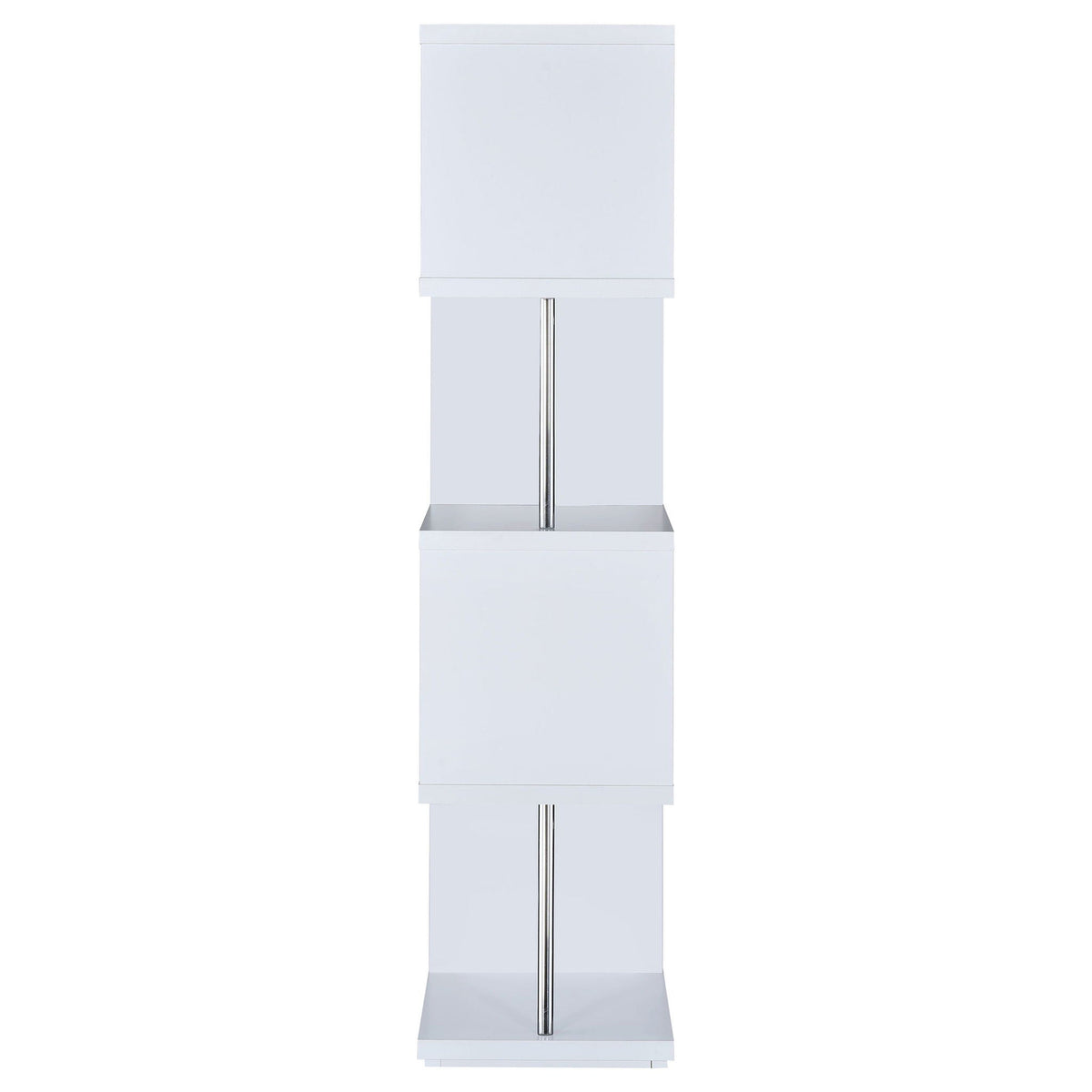 Baxter 67-inch 4-shelf Bookshelf White and Chrome