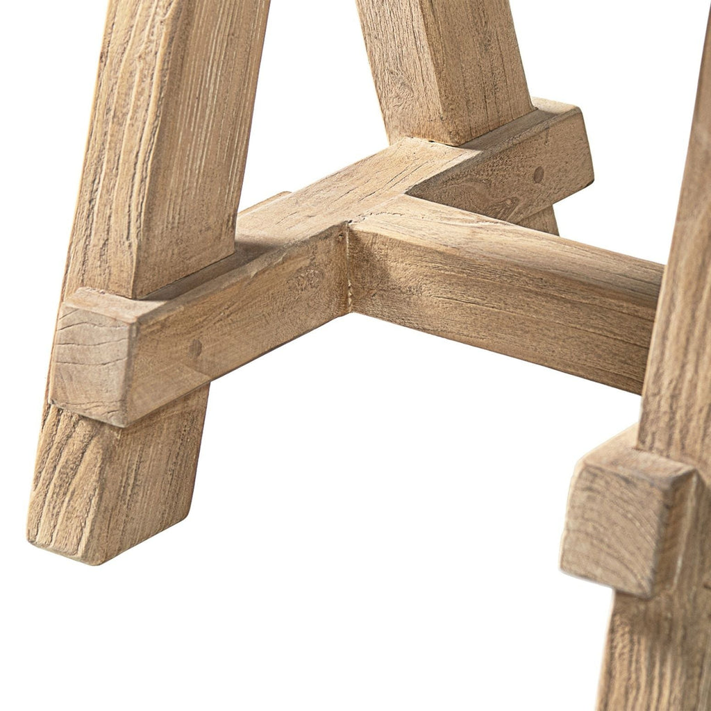 Trestle Coffee Table with Solid Reclaimed Elm Construction - Dark or Light Brown