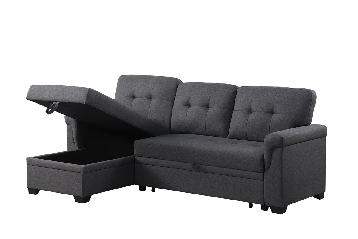 Lucca Reversible Sleeper Sectional Sofa With Storage Chaise