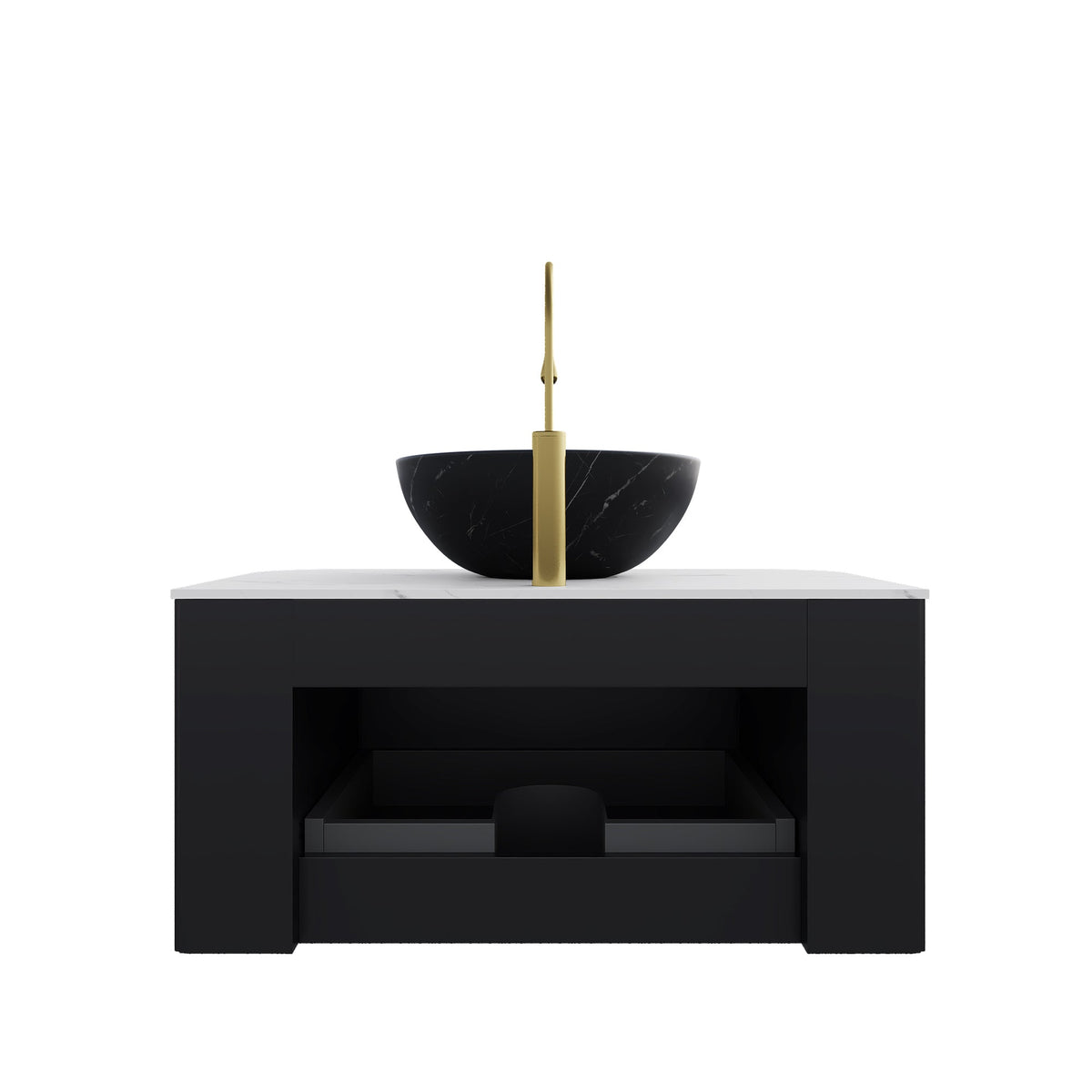 DINA 30" Bathroom Vanity & Sink with Floating Curved Edges - Multiple Colors