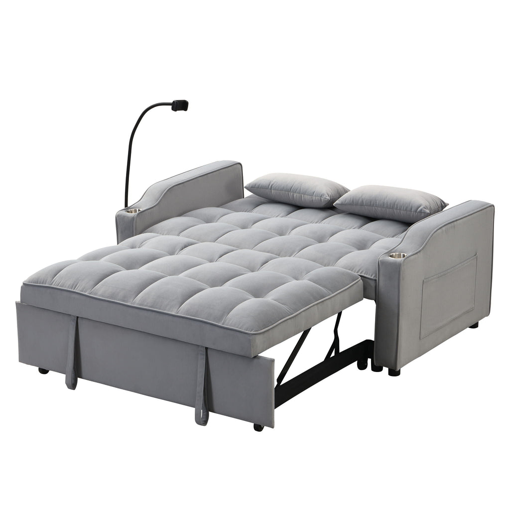 Modern Loveseat Futon Sofa with Pullout Bed and Adjustable Backrest - Multiple Colors