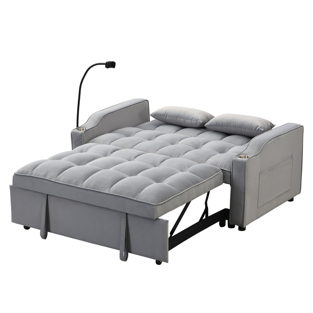 Modern Loveseat Futon Sofa with Pullout Bed and Adjustable Backrest - Multiple Colors