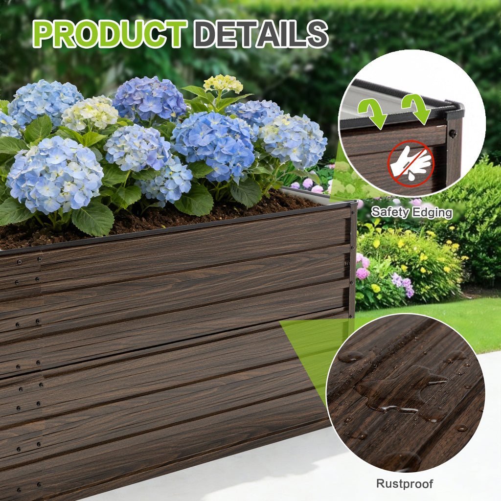 Metal Raised Garden Bed Kit 2-Pack with Open Drainage - Walnut