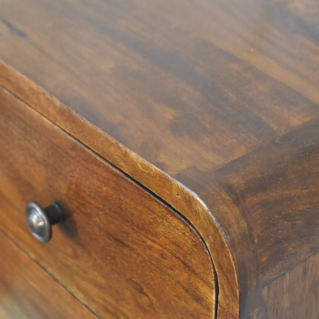 Solid Wood Floating Mini Nightstand with Two Drawers - Chestnut