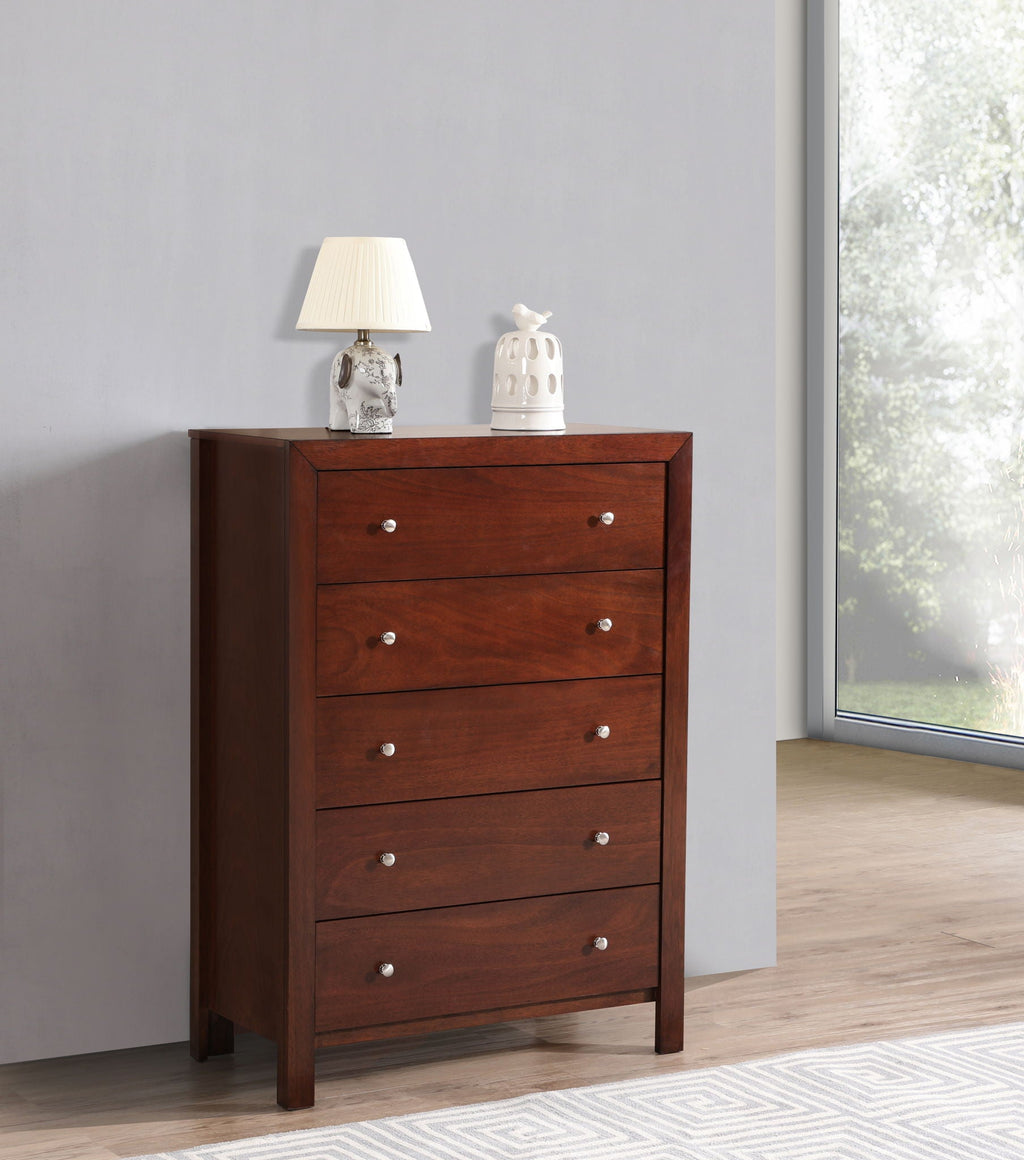 Modern Elegant Transitional Storage Chest with Spacious Drawers - Dark Red, Black, or White