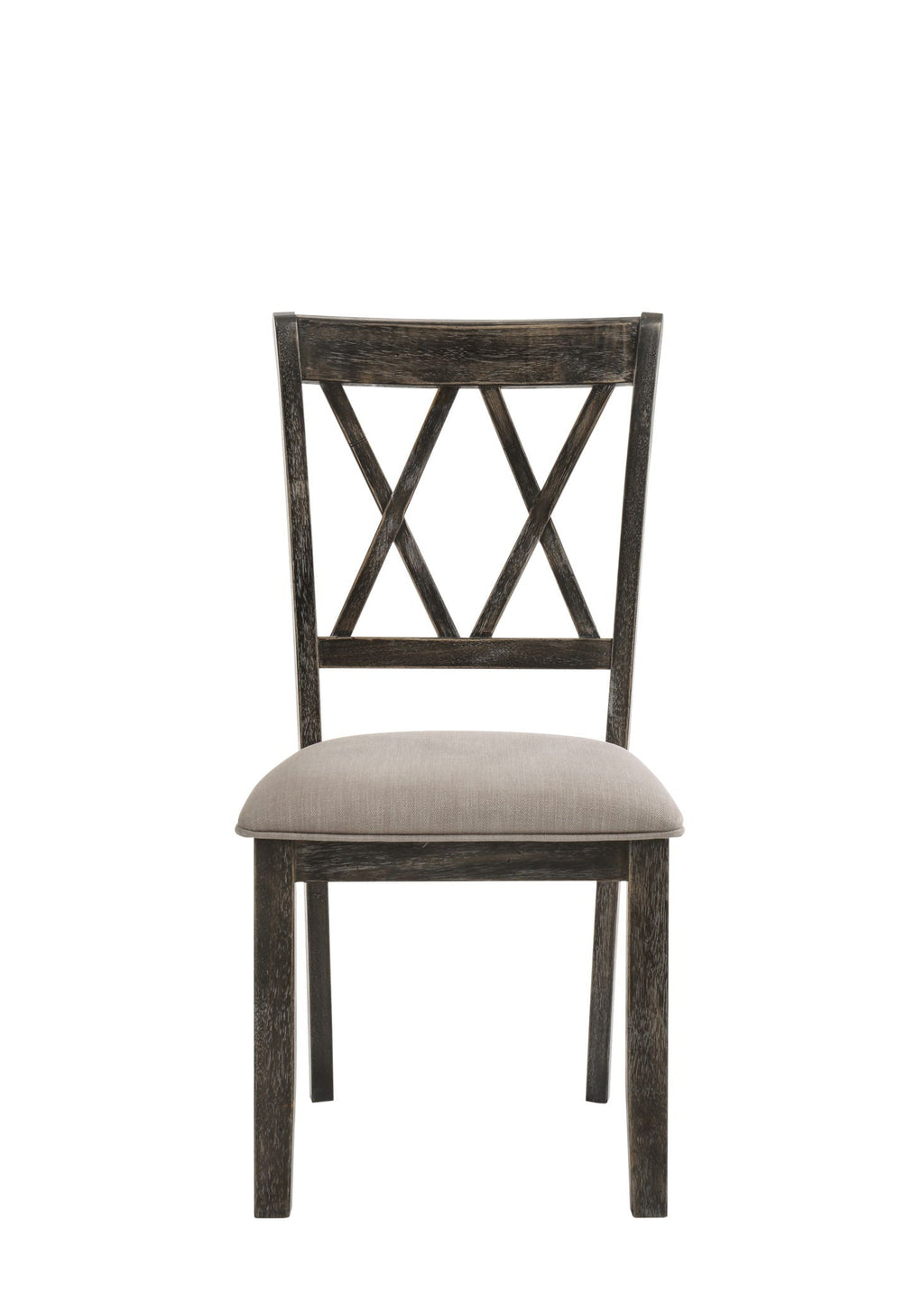 Claudia II Weathered Side Chair Set of 2 with Upholstered Seat - Beige / Gray