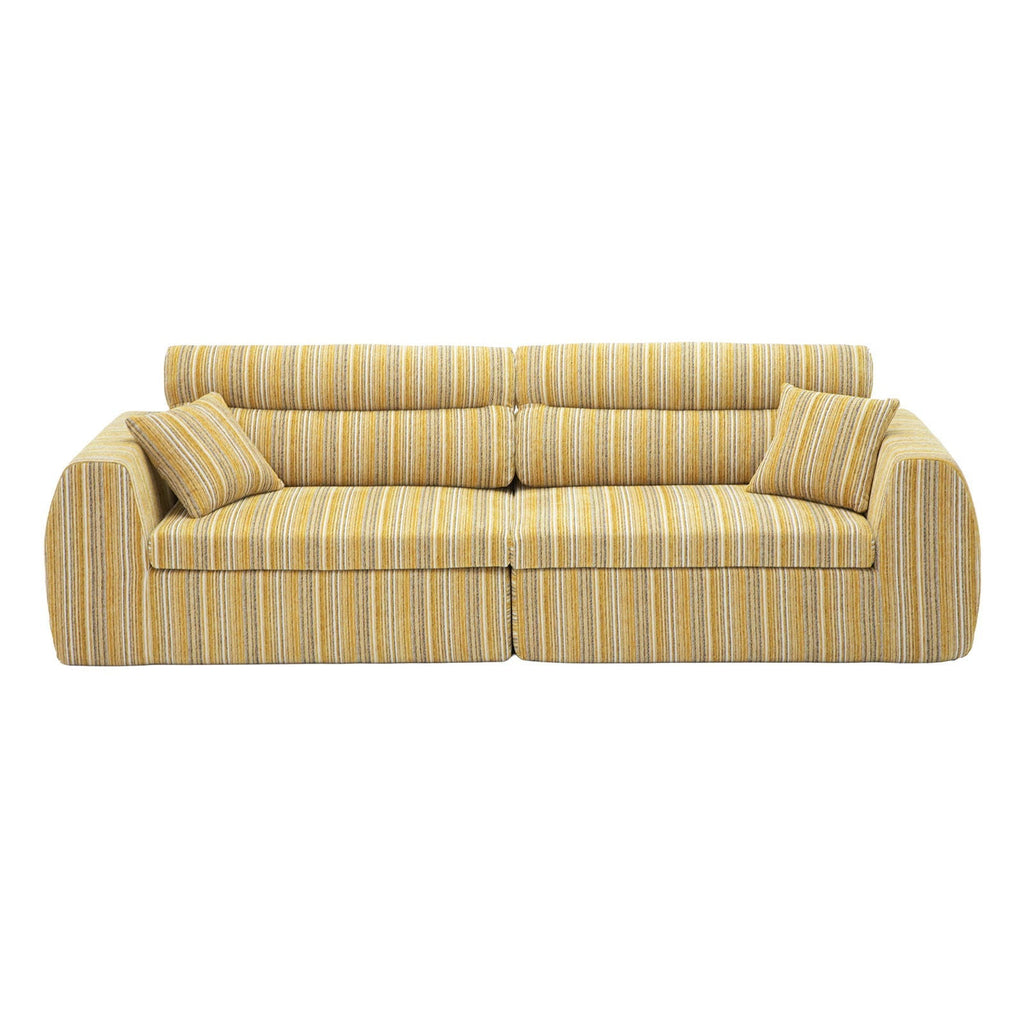 3 Seater Stationary Sofa with Throw Pillows - Multiple Colors
