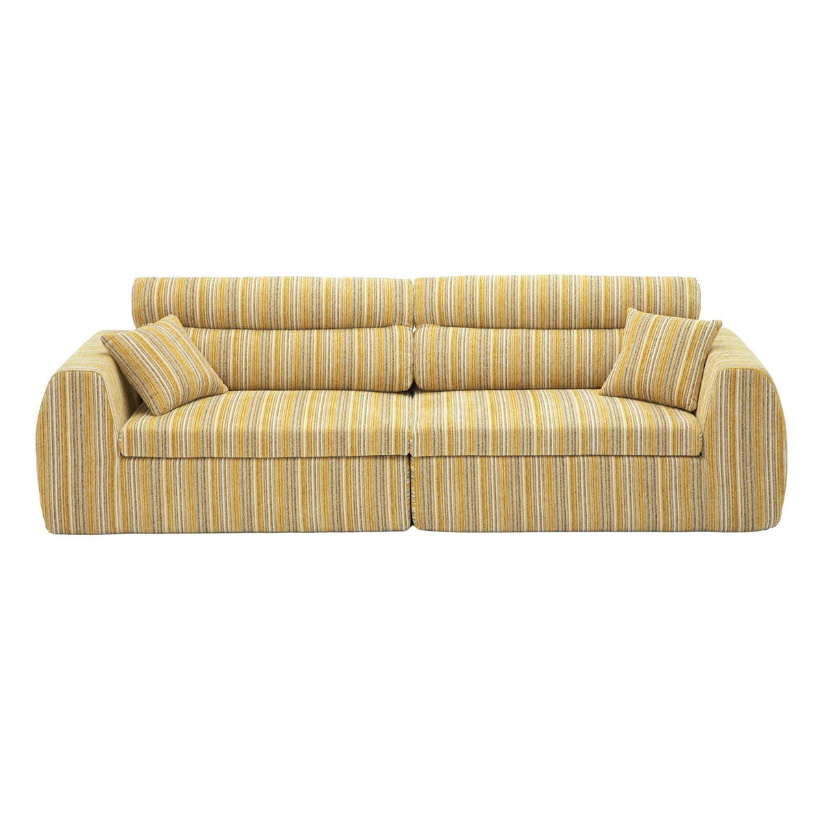 3 Seater Stationary Sofa with Throw Pillows - Multiple Colors